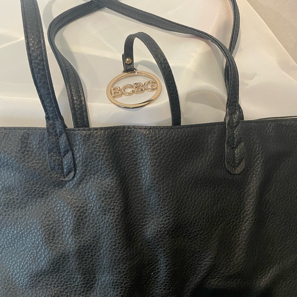 NWOT BCBG Black Leather Tote Bag